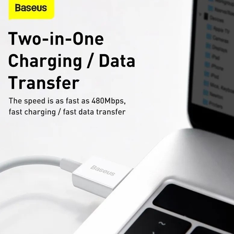 CABLU alimentare si date Baseus Superior, Fast Charging Data Cable pt. smartphone, USB la Lightning Iphone 2.4A, 0.25m, alb 