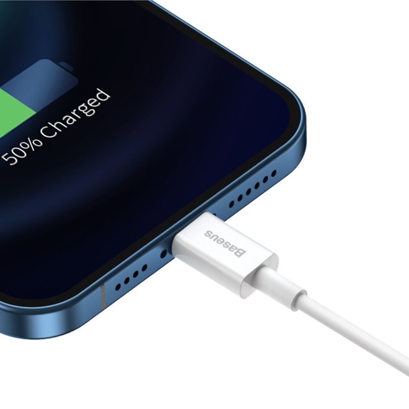 CABLU alimentare si date Baseus Superior, Fast Charging Data Cable pt. smartphone, USB la Lightning Iphone 2.4A, 1m, alb 