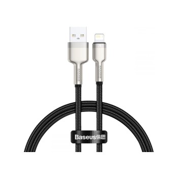 CABLU alimentare si date Baseus Cafule Metal, Fast Charging Data Cable pt. smartphone, USB la Lightning Iphone 2.4A, braided, 0.25m, negru 
