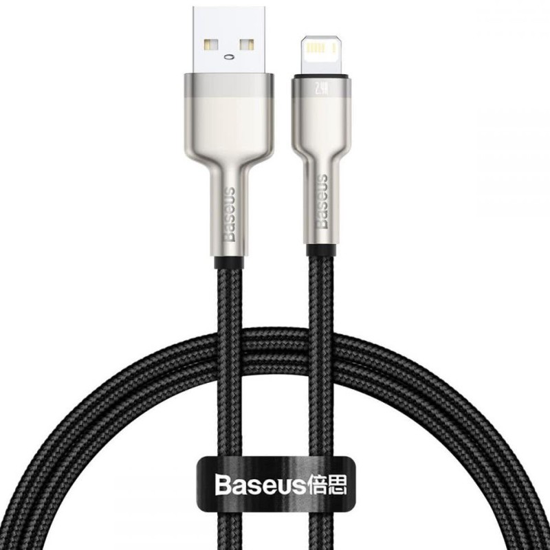 CABLU alimentare si date Baseus Cafule Metal, Fast Charging Data Cable pt. smartphone, USB la Lightning Iphone 2.4A, braided, 0.25m, negru 