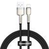 CABLU alimentare si date Baseus Cafule Metal, Fast Charging Data Cable pt. smartphone, USB la Lightning Iphone 2.4A, braided, 1m, negru 