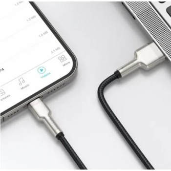 CABLU alimentare si date Baseus Cafule Metal, Fast Charging Data Cable pt. smartphone, USB la Lightning Iphone 2.4A, braided, 1m, negru 