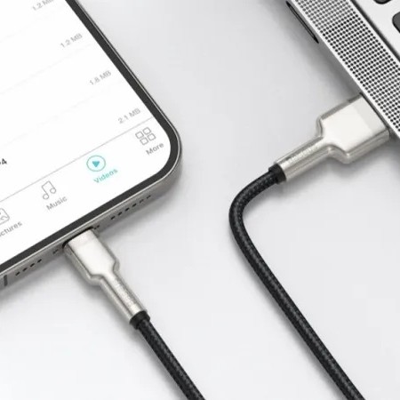 CABLU alimentare si date Baseus Cafule Metal, Fast Charging Data Cable pt. smartphone, USB la Lightning Iphone 2.4A, braided, 1m, negru 