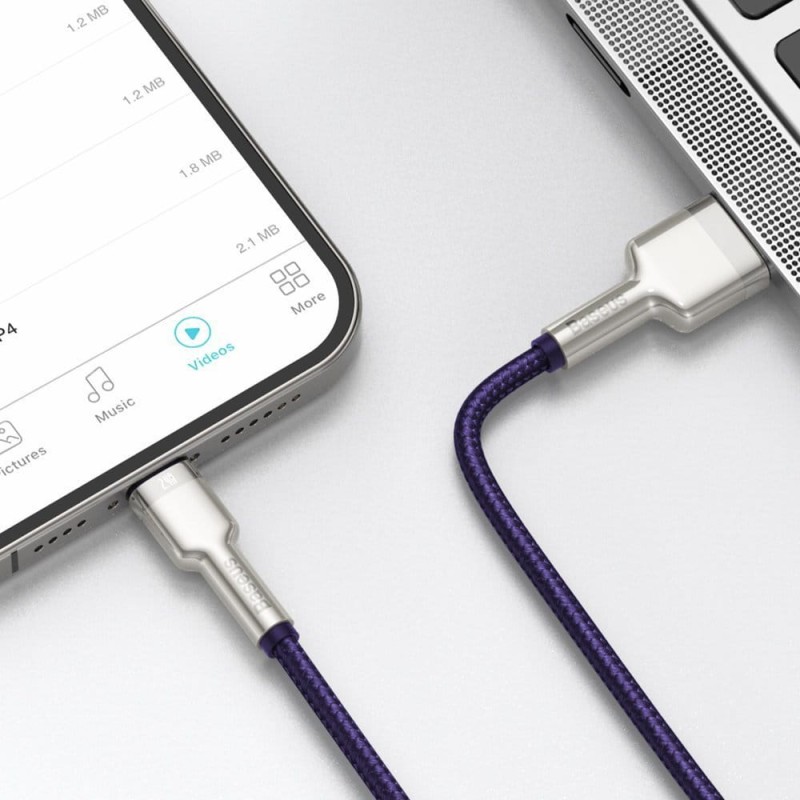CABLU alimentare si date Baseus Cafule Metal, Fast Charging Data Cable pt. smartphone, USB la Lightning Iphone 2.4A, braided, 1m, violet 