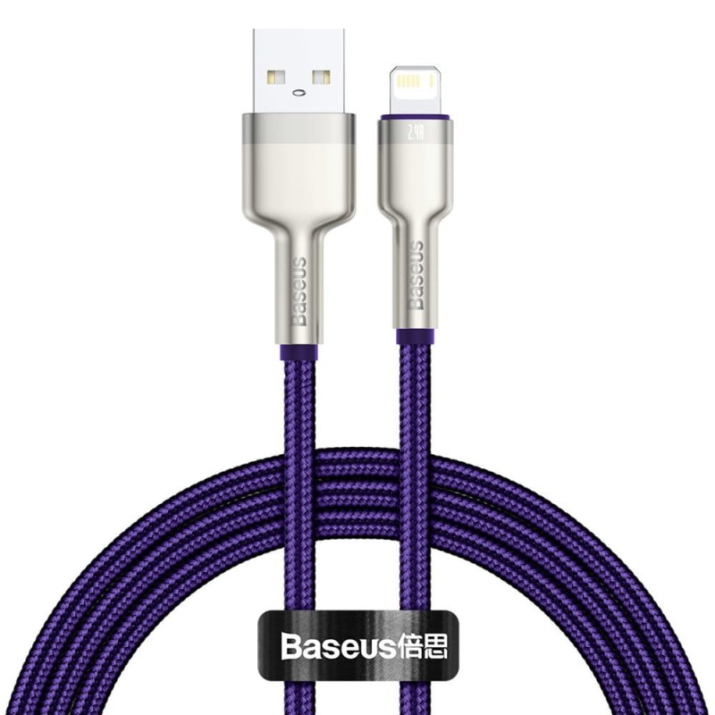 CABLU alimentare si date Baseus Cafule Metal, Fast Charging Data Cable pt. smartphone, USB la Lightning Iphone 2.4A, braided, 1m, violet 