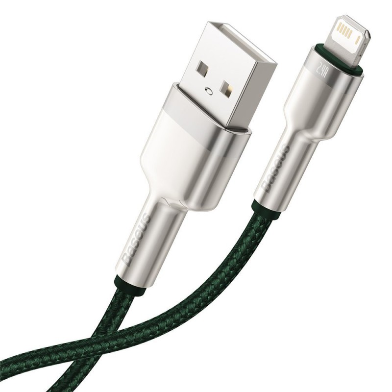 CABLU alimentare si date Baseus Cafule Metal, Fast Charging Data Cable pt. smartphone, USB la Lightning Iphone 2.4A, braided, 1m, verde 
