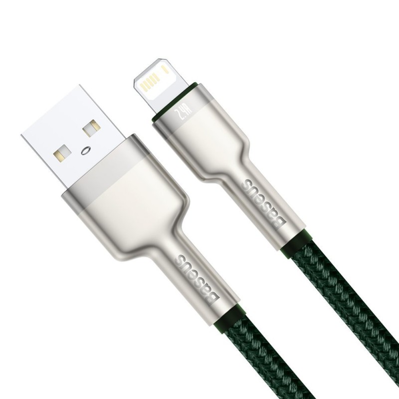 CABLU alimentare si date Baseus Cafule Metal, Fast Charging Data Cable pt. smartphone, USB la Lightning Iphone 2.4A, braided, 1m, verde 
