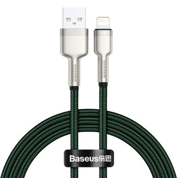 CABLU alimentare si date Baseus Cafule Metal, Fast Charging Data Cable pt. smartphone, USB la Lightning Iphone 2.4A, braided, 1m, verde 