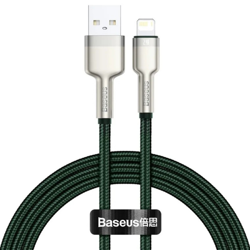 CABLU alimentare si date Baseus Cafule Metal, Fast Charging Data Cable pt. smartphone, USB la Lightning Iphone 2.4A, braided, 2m, verde 