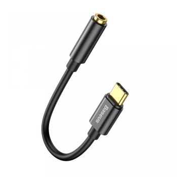 CABLU ADAPTOR Baseus, USB Type-C(T) to Jack 3.5mm(M), lungime 10.5 cm, negru 