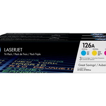 Combo-Pack Original HP CMY, nr.126A, pentru LaserJet Pro 100 M175|CP1025|M275, 3x1K, (timbru verde 1.2 lei) , 