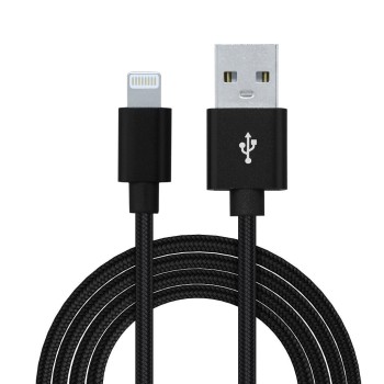 CABLU alimentare si date SPACER, pt. smartphone, USB 2.0 (T) la Lightning (T), pentru Iphone,Braided,Retail pack, 1m, black,  