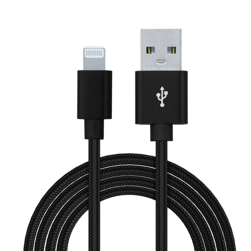 CABLU alimentare si date SPACER, pt. smartphone, USB 2.0 (T) la Lightning (T), pentru Iphone,Braided,Retail pack, 1m, black,  