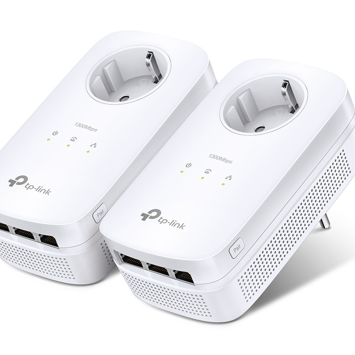 KIT ADAPTOR POWERLINE TP-LINK tehnologie AV2, AV1300, pana la 1300Mbps, 3 porturi Gigabit, priza AC, 2 buc. 