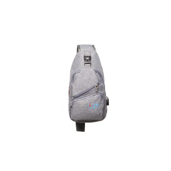 RUCSAC Sling Iggy, polyester,1 bretea, 1 compartiment principal,2 compartimente frontale, 32x16x6.9cm, mufa USB incarcare+cablu, gri, 