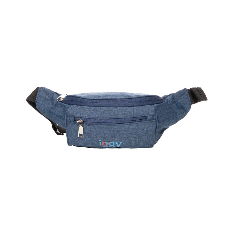 BORSETA Iggy, polyester,1 bretea, 1 compartiment principal,1 compartiment frontal, 38x16x6.5cm, albastru 