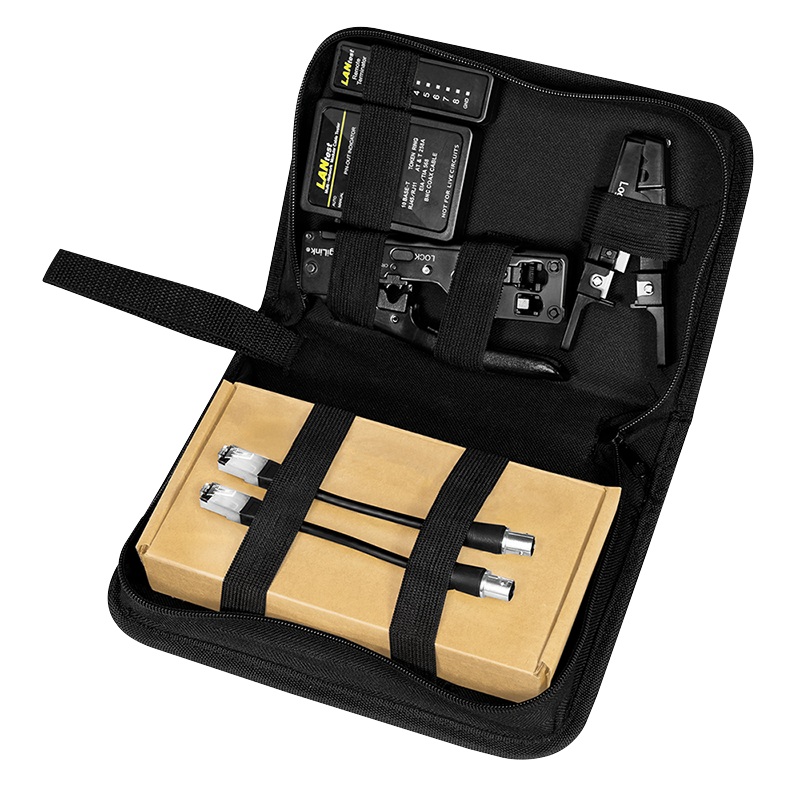 TRUSA scule retelistica, LOGILINK, testare cab, sertiz. mufe, deziz. cablu, sertiz. cab,taiere cablu. 4 prod.:tester cab,cleste sertiz. mufe,unealta punch down,cleste dez. cab, Cat.6A/7, 