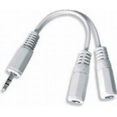 CABLU audio GEMBIRD Splitter stereo (1 x 3.5 mm jack T la 2 x 3.5 mm jack M), 10cm, alb 