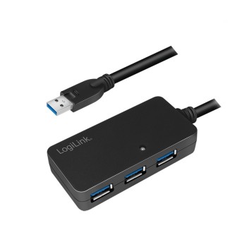 CABLU USB LOGILINK prelungitor, USB 3.0 (T) la 4 x USB 3.0 (M), 10m, activ (permite folosirea unui cablu USB lung), negru, 
