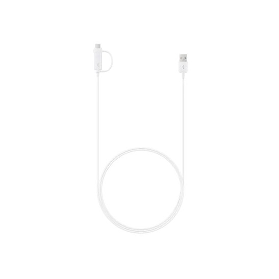 CABLU alimentare si date smartphone Samsung, USB 2.0 (T) la Micro-USB (T) | USB Type-C, cauciuc, lungime 1.5 m, alb, 