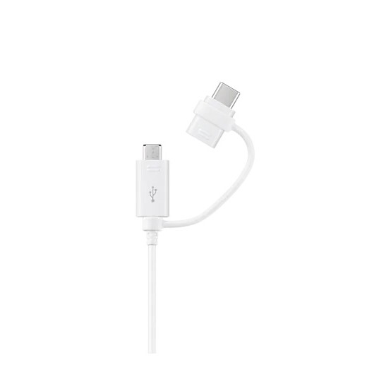 CABLU alimentare si date smartphone Samsung, USB 2.0 (T) la Micro-USB (T) | USB Type-C, cauciuc, lungime 1.5 m, alb, 