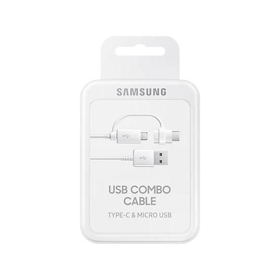 CABLU alimentare si date smartphone Samsung, USB 2.0 (T) la Micro-USB (T) | USB Type-C, cauciuc, lungime 1.5 m, alb, 