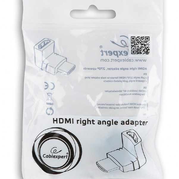 ADAPTOR video GEMBIRD, HDMI (T) la HDMI (M), unghi 270grade sus, conectori auriti, black, 