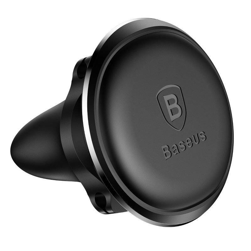 SUPORT AUTO Baseus Magnetic pt. SmartPhone, fixare bord in grila de ventilatie, rotire 360 grade, in partile laterale are 2 prinderi pentru 2 cabluri, negru 