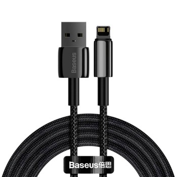 CABLU alimentare si date Baseus Tungsten Gold,Fast Charging Data Cable pt. smartphone,USB la Lightning 2.4A, braided,2m, rezistent zgarieturi,negru 
