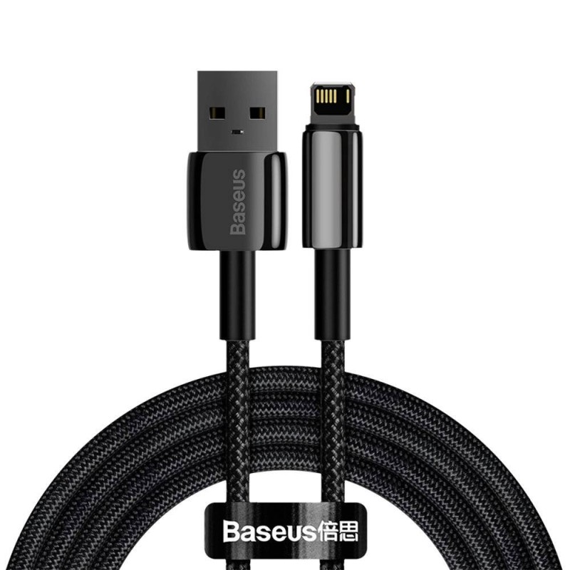 CABLU alimentare si date Baseus Tungsten Gold,Fast Charging Data Cable pt. smartphone,USB la Lightning 2.4A, braided,2m, rezistent zgarieturi,negru 