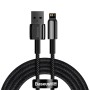 CABLU alimentare si date Baseus Tungsten Gold,Fast Charging Data Cable pt. smartphone,USB la Lightning 2.4A, braided,2m, rezistent zgarieturi,negru 