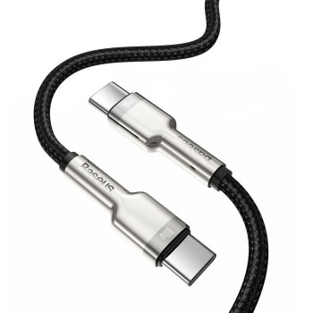 CABLU alimentare si date Baseus Cafule Metal, Fast Charging Data Cable pt. smartphone, USB Type-C la USB Type-C 100W, braided, 1m, negru 
