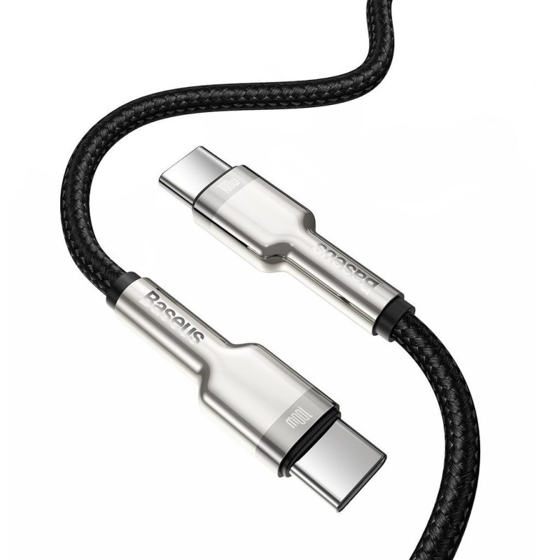 CABLU alimentare si date Baseus Cafule Metal, Fast Charging Data Cable pt. smartphone, USB Type-C la USB Type-C 100W, braided, 1m, negru 