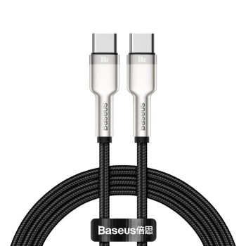 CABLU alimentare si date Baseus Cafule Metal, Fast Charging Data Cable pt. smartphone, USB Type-C la USB Type-C 100W, braided, 1m, negru 