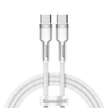CABLU alimentare si date Baseus Cafule Metal, Fast Charging Data Cable pt. smartphone, USB Type-C la USB Type-C 100W, braided, 1m, alb 