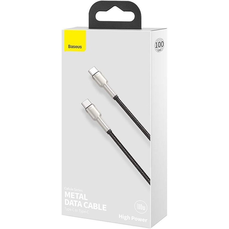 CABLU alimentare si date Baseus Cafule Metal, Fast Charging Data Cable pt. smartphone, USB Type-C la USB Type-C 100W, braided, 2m, negru 