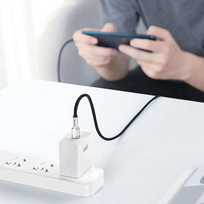 CABLU alimentare si date Baseus Cafule Metal, Fast Charging Data Cable pt. smartphone, USB Type-C la USB Type-C 100W, braided, 2m, negru 