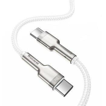 CABLU alimentare si date Baseus Cafule Metal, Fast Charging Data Cable pt. smartphone, USB Type-C la USB Type-C 100W, braided, 2m, alb 