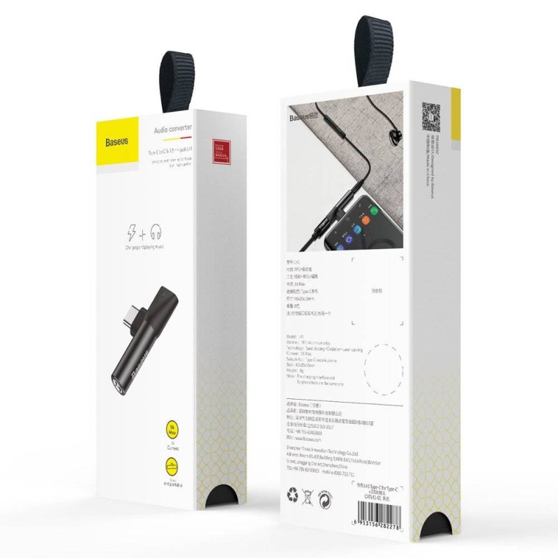 ADAPTOR Incarcare si audio Baseus, 1 x USB Type-C (T) la 1 x USB Type-C (M) si 1 x Jack 3.5mm (M), negru 