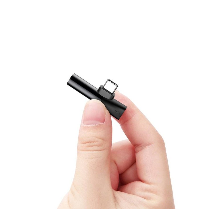 ADAPTOR Incarcare si audio Baseus, 1 x USB Type-C (T) la 1 x USB Type-C (M) si 1 x Jack 3.5mm (M), negru 