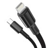 CABLU alimentare si date Baseus High Density Braided, Fast Charging Data Cable pt. smartphone, USB Type-C la Lightning PD 20W, braided, 1m, negru 