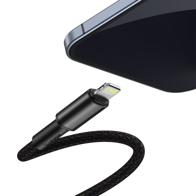 CABLU alimentare si date Baseus High Density Braided, Fast Charging Data Cable pt. smartphone, USB Type-C la Lightning PD 20W, braided, 1m, negru 