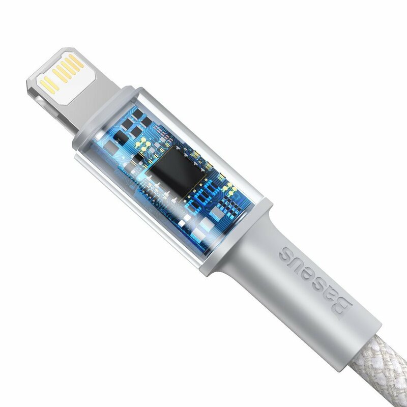 CABLU alimentare si date Baseus High Density Braided,Fast Charging Data Cable pt. smartphone,USB Type-C la Lightning PD 20W, braided, 1m, alb 