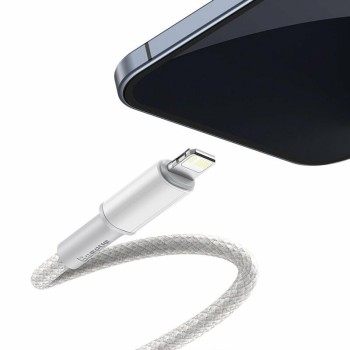 CABLU alimentare si date Baseus High Density Braided,Fast Charging Data Cable pt. smartphone,USB Type-C la Lightning PD 20W, braided, 1m, alb 