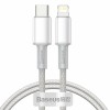 CABLU alimentare si date Baseus High Density Braided,Fast Charging Data Cable pt. smartphone,USB Type-C la Lightning PD 20W, braided, 1m, alb 