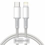 CABLU alimentare si date Baseus High Density Braided,Fast Charging Data Cable pt. smartphone,USB Type-C la Lightning PD 20W, braided, 1m, alb 