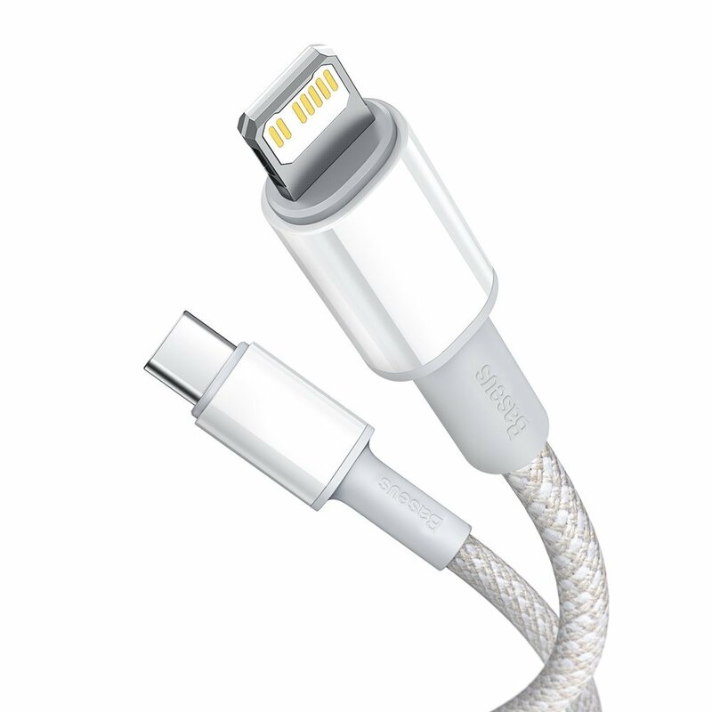 CABLU alimentare si date Baseus High Density Braided,Fast Charging Data Cable pt. smartphone,USB Type-C la Lightning PD 20W, braided, 1m, alb 