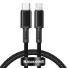 CABLU alimentare si date Baseus High Density Braided, Fast Charging Data Cable pt. smartphone, USB Type-C la Lightning PD 20W, braided, 2m, negru 