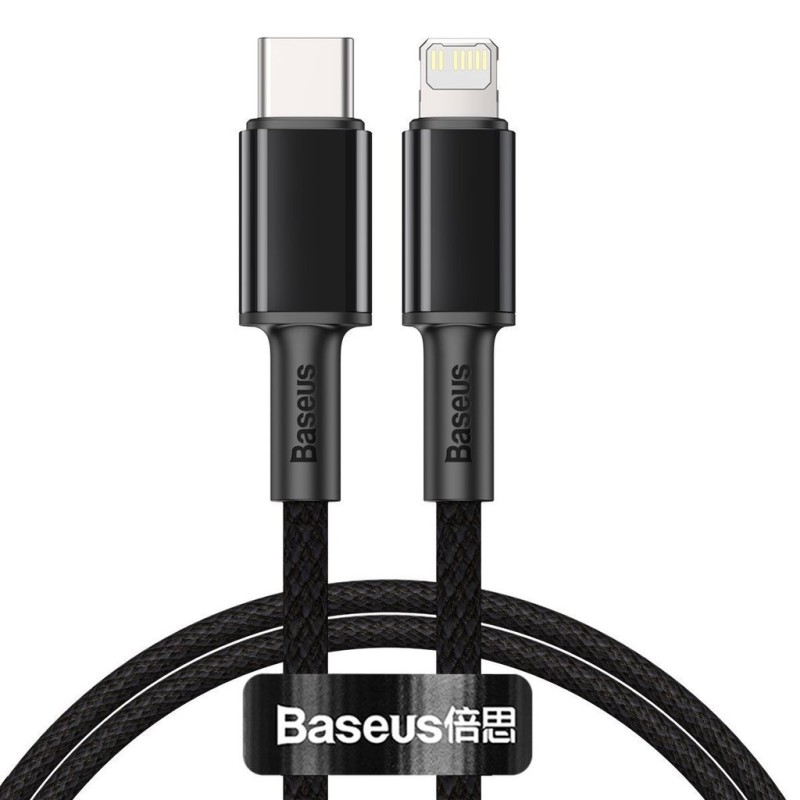CABLU alimentare si date Baseus High Density Braided, Fast Charging Data Cable pt. smartphone, USB Type-C la Lightning PD 20W, braided, 2m, negru 