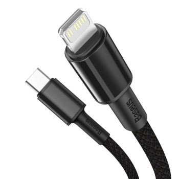 CABLU alimentare si date Baseus High Density Braided, Fast Charging Data Cable pt. smartphone, USB Type-C la Lightning PD 20W, braided, 2m, negru 